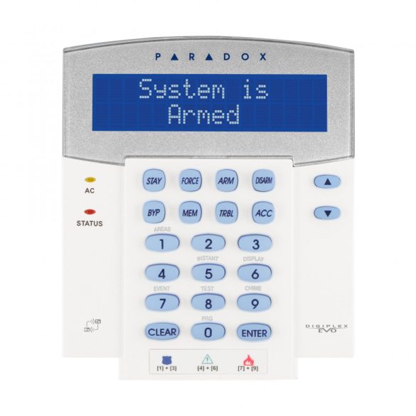 PARADOX-K641LX vezetékes LCD kezelő, integrált rádió adó-vevővel, EVO-hoz