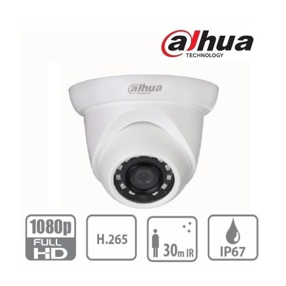 DAHUA IPC-HDW1230S 2.8mm IP dome kamera,2MP,PoE,IR táv:30m,DWDR,IP67