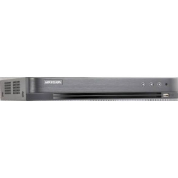 Hikvision DS-7204HUHI-K1/P 4 csatornás THD DVR; 5MP@12fps; 4MP@15fps; 1080p@25fps; max.8×8MP IP; PoC; riasztás be-/kimenet