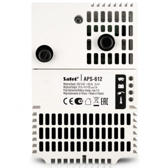 Satel APS-612 Kapcsolóüzemű tápegység SATEL dobozokba vagy DIN sínre; 12 VDC/3+3 A; dedikált Satel csatlakozó; G3