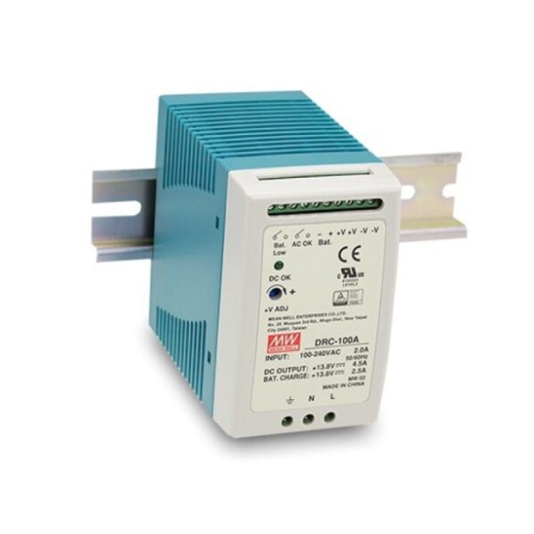 Mean Well DRC-100B Szünetmentes tápegység; 27,6V; 3,5A (2,25 +1,25); 100W; DIN sínre szerelhető
