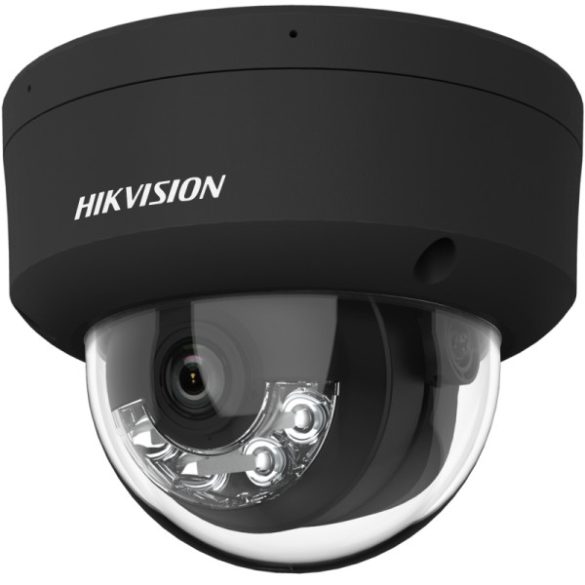 Hikvision DS-2CD2123G2-LIS2U-B (2.8mm) 2 MP AcuSense WDR fix IP dómkamera; IR/láthatófény; hang I/O; riasztás I/O; mikrofon; fekete