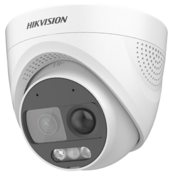 Hikvision DS-2CE72DF3T-PIRXOS (2.8mm) 2 MP ColorVu THD WDR fix turret kamera; villogó fény és hangriasztás; mikrofon, PIR