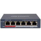   Hikvision DS-3E0106P-E/M (B) 6 portos PoE switch (45 W); 4 PoE+ / 2 uplink port; nem menedzselhető