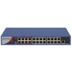   Hikvision DS-3E0326P-E/M (B) 26 portos PoE switch (230 W); 24 PoE + 1 SFP + 1 RJ45 uplink port; nem menedzselhető