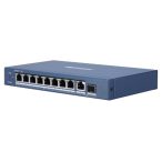   Hikvision DS-3E0510P-E/M 10 portos Gbit PoE switch (58 W); 8 PoE + 1 RJ45 + 1 SFP uplink port; nem menedzselhető
