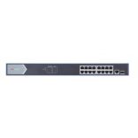 Hikvision DS-3E0518P-E 18 portos Gbit PoE switch (230 W); 16 PoE + 1 RJ45 + 1 SFP uplink port; nem menedzselhető
