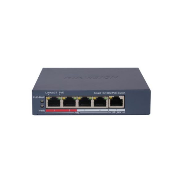 Hikvision DS-3E1105P-EI(V2) 5 portos PoE switch (60 W); 4 PoE + 1 uplink port; smart menedzselhető