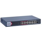   Hikvision DS-3E1318P-EI/M 18 portos PoE switch (130 W); 16 PoE + 1 kombinált uplink port + 1 uplink port; menedzselhető