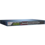 Hikvision DS-3E1326P-EI 26 portos PoE switch (370 W); 24 PoE + 2 kombinált uplink port; smart menedzselhető