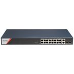   Hikvision DS-3E1520HP-SI-16P2T2F 20 portos Gbit PoE switch (230 W);12 PoE+4 HiPoE+2 SFP uplink port+2 RJ45 Uplink port; menedzselhető