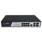   Hikvision DS-3E2310P 10 portos PoE switch (125 W); 8 PoE + 2 kombinált uplink port; teljesen menedzselhető