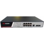   Hikvision DS-3E2510P(B) 10 portos gigabit PoE switch (125 W); 8 PoE + 2 SFP uplink port; teljesen menedzselhető