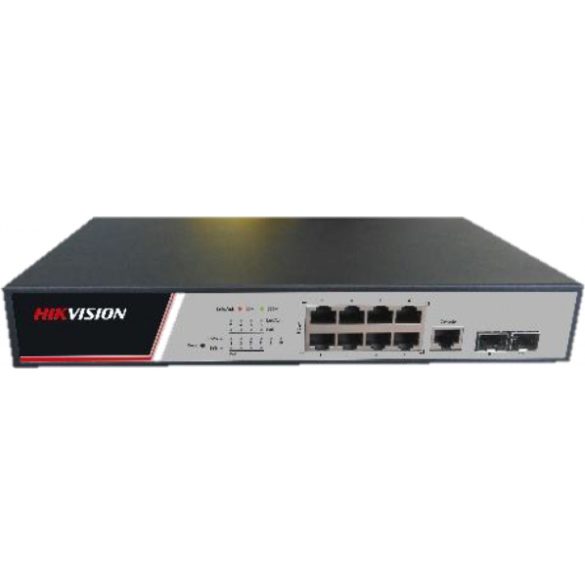 Hikvision DS-3E2510P 10 portos PoE switch (125 W); 8 PoE + 2 SFP uplink port; teljesen menedzselhető