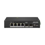 Hikvision DS-3T0506HP 6 portos ipari Gbit PoE switch (110 W); 3 PoE+ / 1 HiPoE+ / 2 SFP uplink port; nem menedzselhető