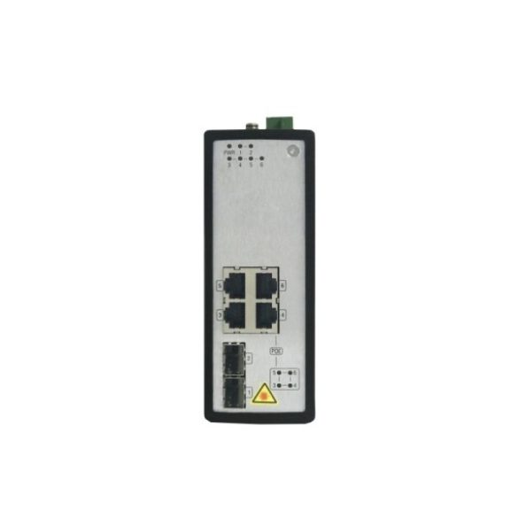 Hikvision DS-3T0506P 6 portos ipari Gbit PoE switch (120 W); 4 PoE+/ 2 SFP uplink