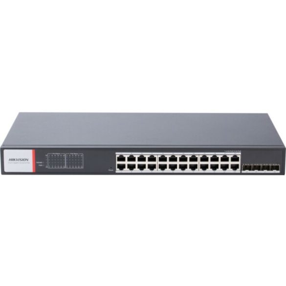Hikvision DS-3T1528HP-SI-24P4F/No Power 28 portos ipari Gbit PoE switch (480 W); 24 PoE+/ 4 HiPoE / 4 SFP uplink; menedzselhető; táp nélkül