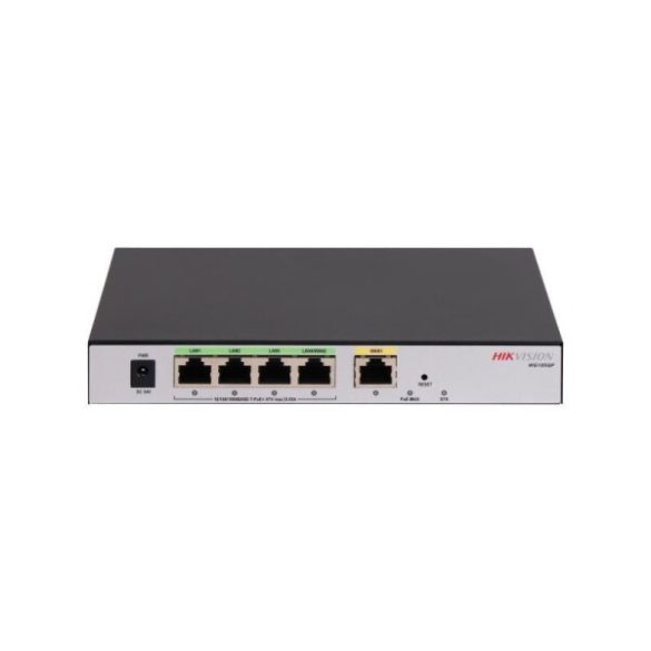Hikvision DS-3WG105GP-SI All in One PoE Router; 1 Gigabit WAN ports; 4 Gigabit PoE LAN ports 1 LAN/WAN; beltéri