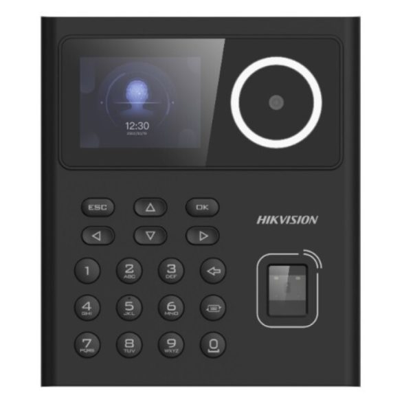 Hikvision DS-K1T320MFWX 2.4" MinMoe arcfelismerő beléptető vezérlő terminál; ujjnyomat- és Mifare kártyaolvasó, billentyűzet