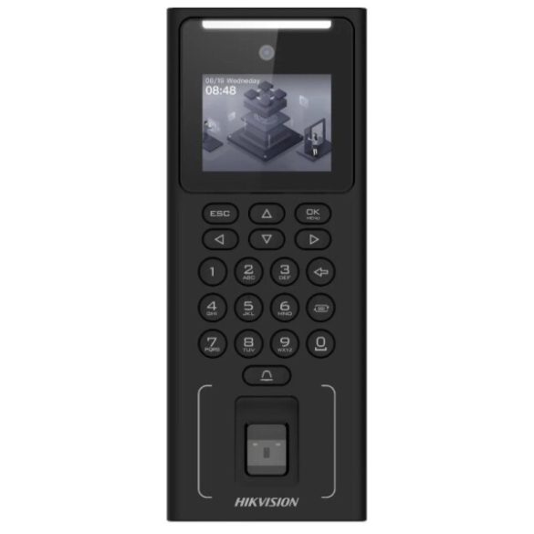 Hikvision DS-K1T321EFWX 2.4" MinMoe arcfelismerő beléptető vezérlő terminál; EM kártyaolvasó; ujjlenyomat olvasó