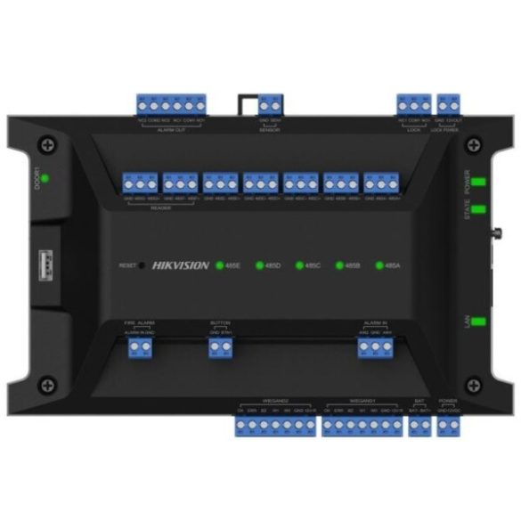 Hikvision DS-K2701X(P) Ajtóvezérlő 1 ajtóhoz; két irány; 2 Wiegand & 2 RS485 olvasó; panel