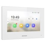 Hikvision DS-KH6320-WTE2-W IP video-kaputelefon beltéri egység; 7" LCD kijelző; 1024x600 felbontás; WiFi; kétvezetékes; fehér