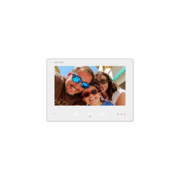 Hikvision DS-KH7300EY-TE2/White Kétvezetékes HD video-kaputelefon beltéri egység; 7" LCD kijelző; 1024x600 felbontás; fehér