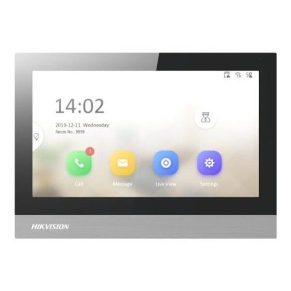 Hikvision DS-KH8380-WTE1/Flush IP video-kaputelefon beltéri egység; 7" LCD kijelző; 1024x600 felbontás; WiFi; PoE; süllyeszthető