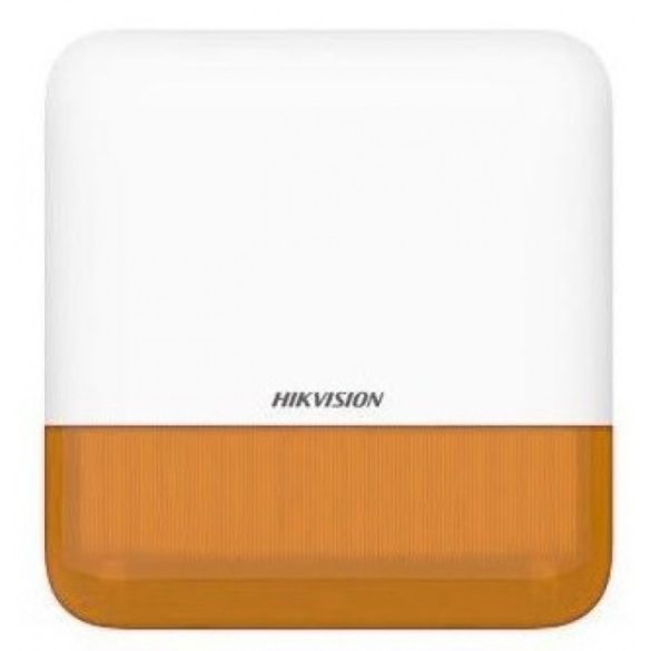 Hikvision DS-PS1-E-WE/Orange Vezeték nélküli kültéri sziréna AXPro központokhoz; 110 dB; IP65; 868 MHz; 12 VDC/4x CR123A; narancs