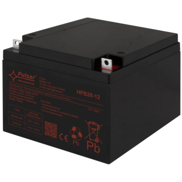 Pulsar HPB28-12 Akkumulátor 12V 28 Ah; HPB széria; csatlakozó: 14mm (T3)