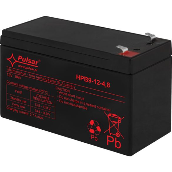 Pulsar HPB9-12-4.8 Akkumulátor 12V 9 Ah; HPB széria; T1 (F1) csatlakozó