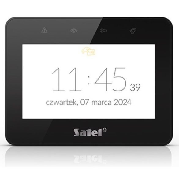 Satel INT-TSG2R-B 4,3" érintőképernyős kezelő; fekete; Mifare hitelesítés