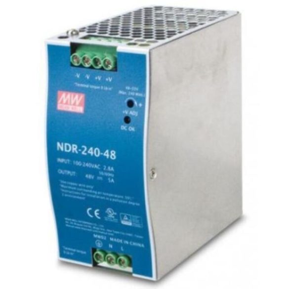Mean Well NDR-240-48 Ipari tápegység; 48V; 5 A; 240W; DIN sínre szerelhető