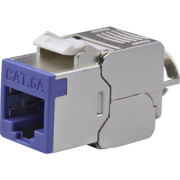 Nestron NPN-KEY-1C6SF-180WT-BL Keystone STP csatlakozó; Cat6A; 180°; szerszám nélkül szerelhető; kék