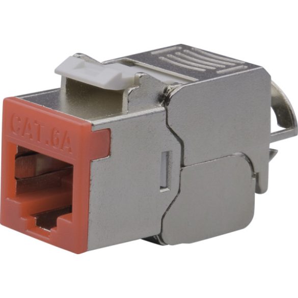 Nestron NPN-KEY-1C6SF-180WT-RD Keystone STP csatlakozó; Cat6A; 180°; szerszám nélkül szerelhető; piros