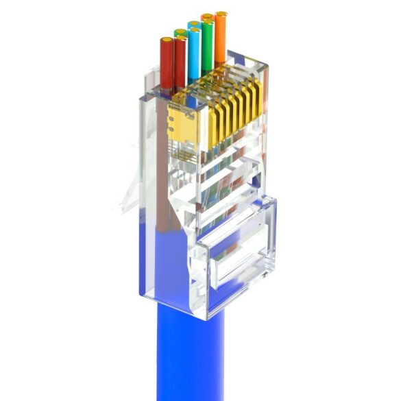 Nestron NPN-RJ45-1C6PTU-PC100 UTP RJ45 csatlakozó; Cat6; átfűzhető; fali és patch kábelekhez; 100 db/csomag