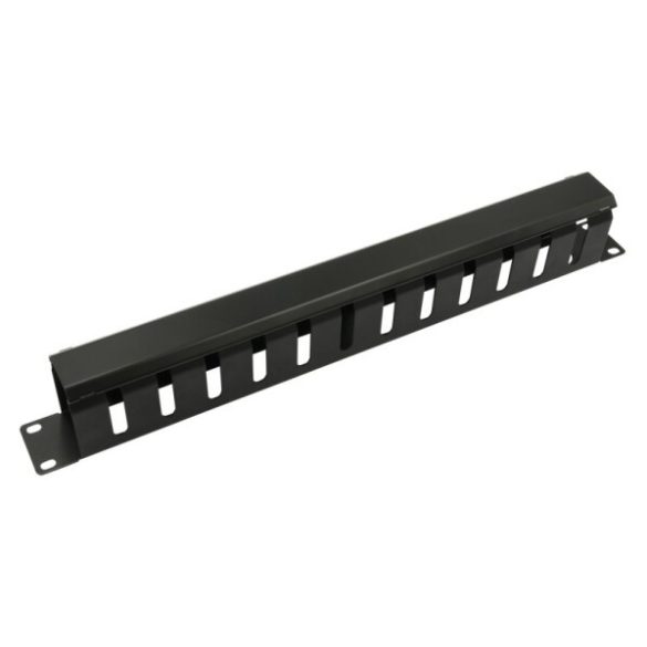 Nestron NRCM-LI-1M 19" kábel rendező panel; 1U; vízszintes; fedéllel; fém