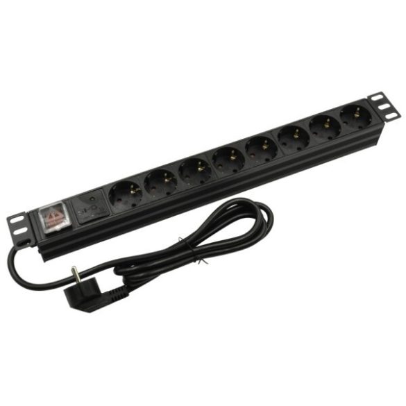 Nestron NRPD-SH-108SP 19" elosztósáv (PDU) kapcsolóval; 8 Shuko csatlakozó; túlfeszültség védelem