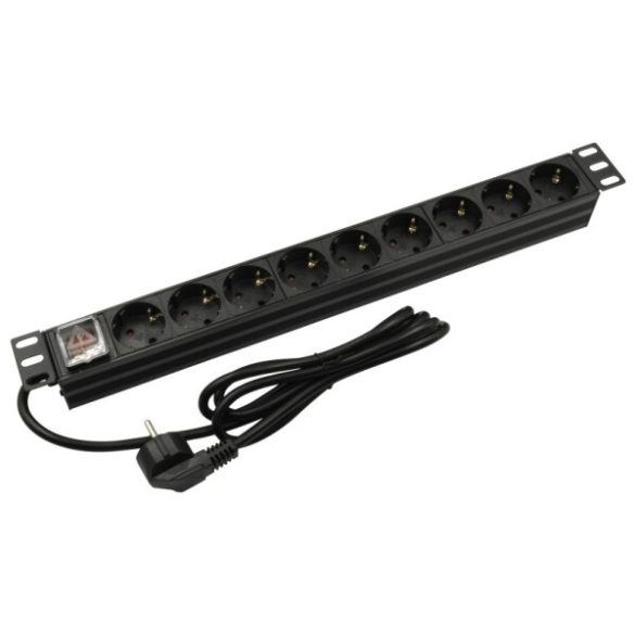 Nestron NRPD-SH-109 19" elosztósáv (PDU) kapcsolóval; 9 Shuko csatlakozó