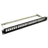 Nestron NRPP-KEY-124SF-H 19" keystone patch panel; 24 port; Cat5e/Cat6/Cat6A kompatibilis; árnyékolt; tehermentesítővel