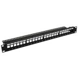 Nestron NRPP-KEY-124U-H 19" keystone patch panel; 24 port; Cat5e/Cat6/Cat6A kompatibilis; árnyékolatlan; tehermentesítővel
