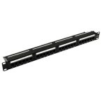   Nestron NRPP-RJ45-124U-H 19" patch panel; 24 port; Cat6; árnyékolatlan; tehermentesítővel; dual IDC (Krone/110)