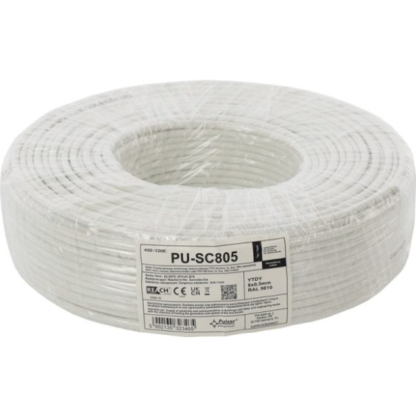 Pulsar PU-SC805 Riasztó kábel; 8 db ér 0,2 mm2 keresztmetszettel; réz; Eca (EN 50575); 100 fm