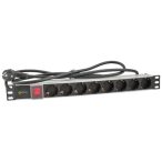   Pulsar RALZ/F 19" elosztósáv (PDU) kapcsolóval; 8 Schuko csatlakozó