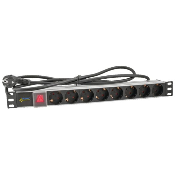 Pulsar RALZ/F 19" elosztósáv (PDU) kapcsolóval; 8 Schuko csatlakozó