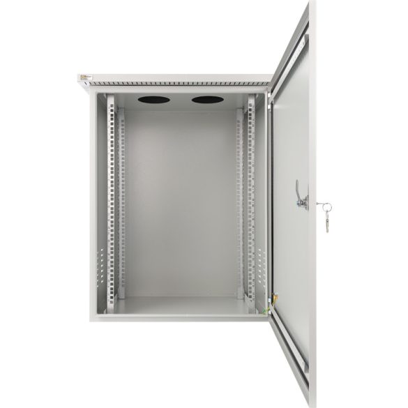 Pulsar RK1564-G 19" 15U 600x400 fali rack szekrény; készre szerelt; vandálbiztos; szürke