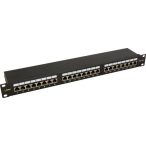   Pulsar RP-F24V5 19" patch panel; 24 port; cat5e; árnyékolt; tehermentesítővel; 90 fokos modulok