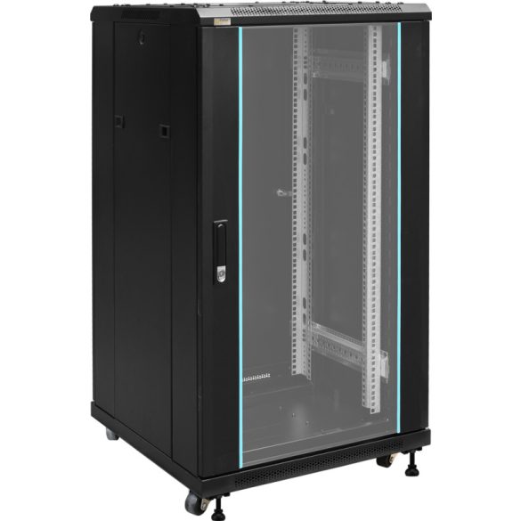 Pulsar RS2266 19" 22U 600x600 álló rack szekrény; lapra szerelt; fekete