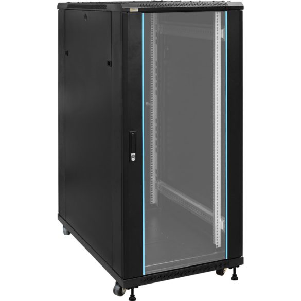 Pulsar RS2761 19" 27U 600x1000 álló rack szekrény; lapra szerelt; fekete