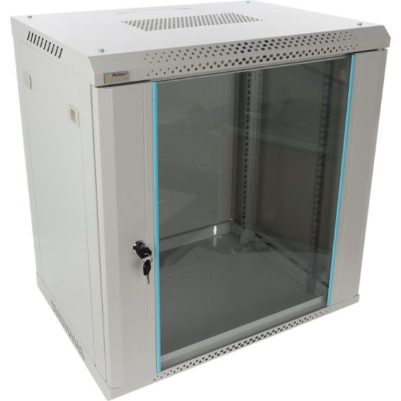 Pulsar RWA1264-G 19" 12U 600x450 fali rack szekrény; lapra szerelt; szürke; könnyített kialakítás
